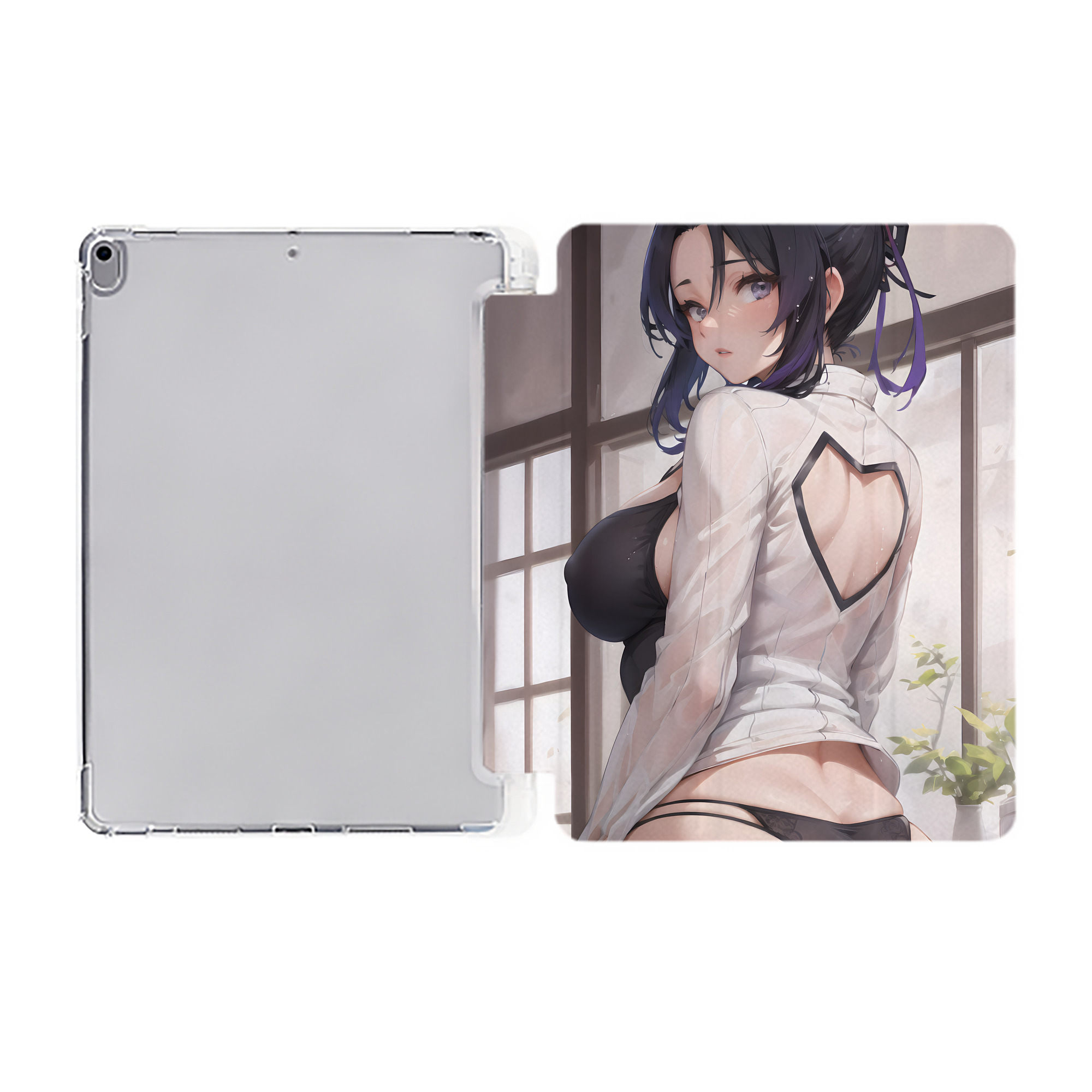 （画像用） 鬼滅の刃（きめつのやいば）蟲柱-胡蝶 しのぶ／こちょう しのぶ Kochou Shinobu IPad ケース ペン収納付き 三つ折りスタンド PUレザー×シリコン 対応機種9.5/10.5/10.9インチ